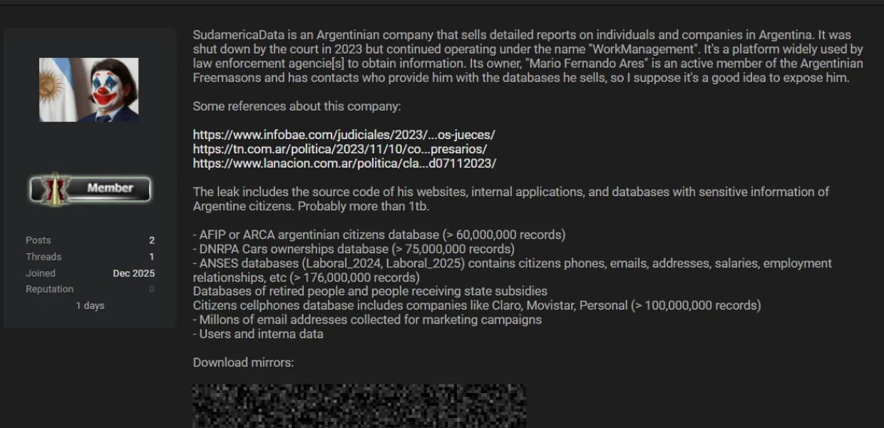 Imagen de portada para Argentina al desnudo: La mayor filtración de datos de la historia expone la vida privada de todo el país