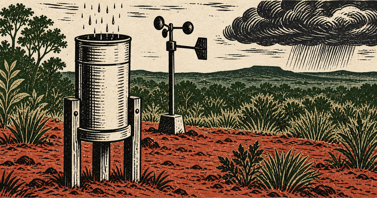 Ilustración editorial de portada sobre Cerro Azul: 60 años de datos para leer el clima misionero