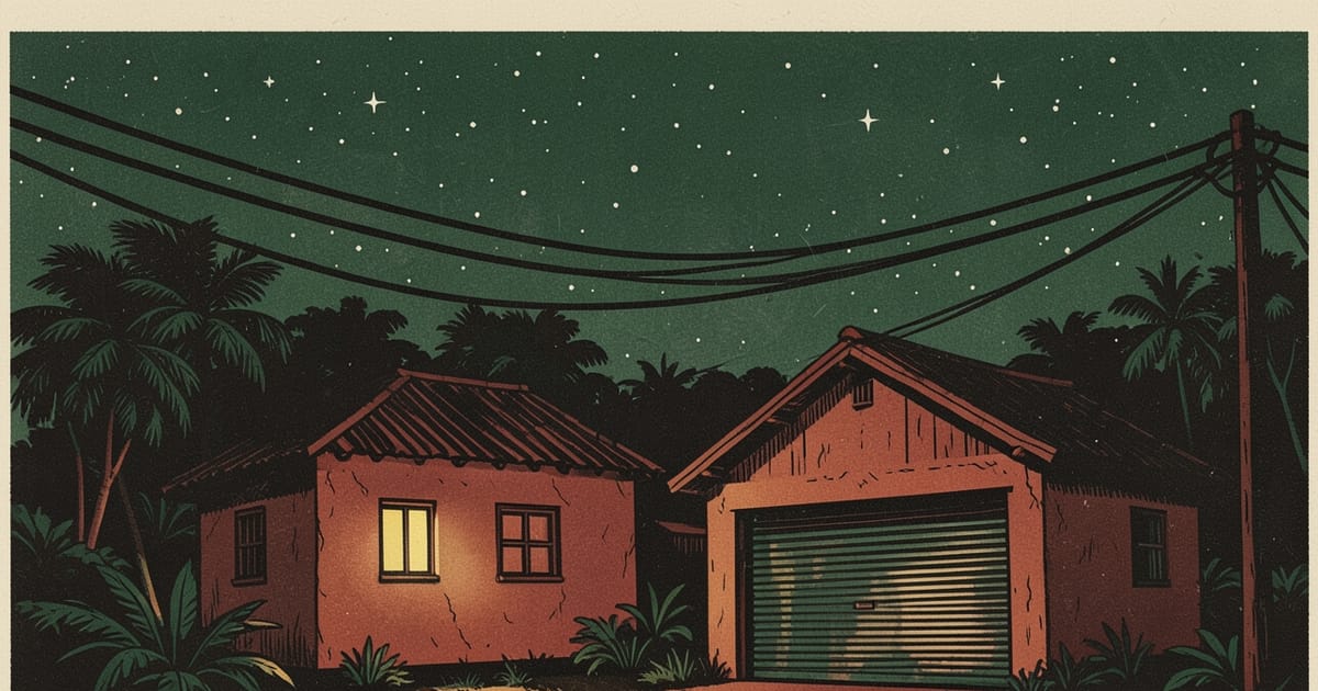 Ilustración editorial de portada sobre Misiones: luz repunta en hogares, cae otra vez en comercios