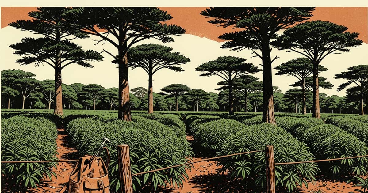 Ilustración editorial de portada sobre Octubre Rosa en Misiones: mamografías y menos glifosato