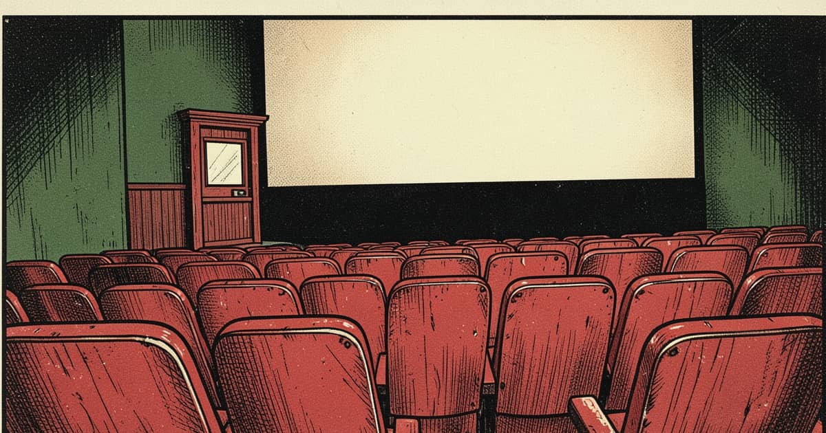 Ilustración editorial de portada sobre Misiones va al cine cada vez menos: cuarto año de baja