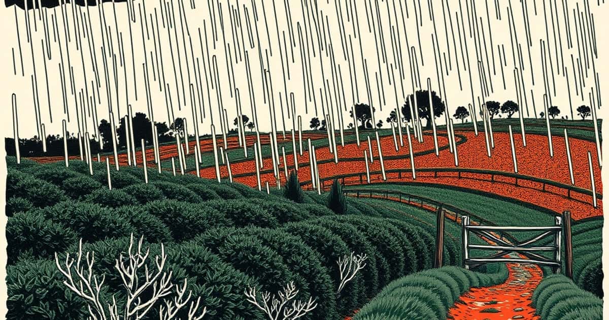 Ilustración editorial de portada sobre El Niño pone en riesgo la yerba misionera sin fertilizar
