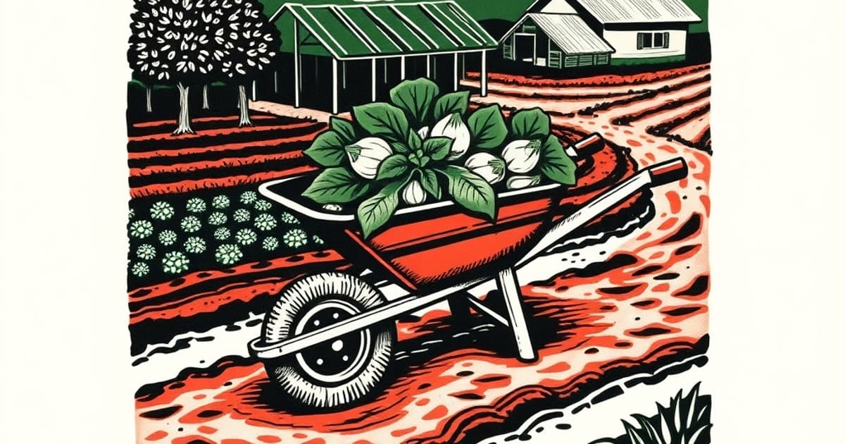 Ilustración editorial de portada sobre Ferias de Misiones: el barro achica la oferta de verduras