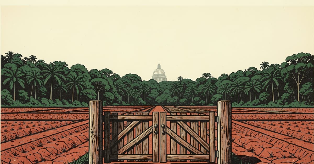 Ilustración editorial de portada sobre Propiedad privada: qué votó Diputados y qué mira Misiones