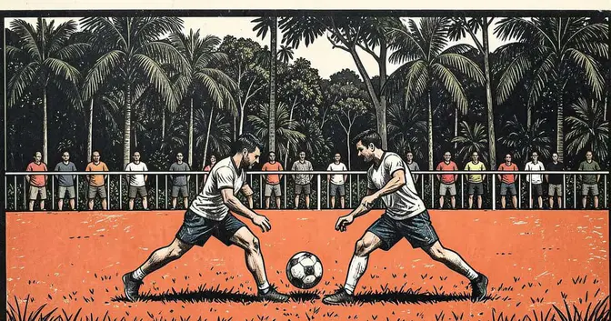 Ilustración editorial de portada sobre Fútbol en Fracrán: cuartos y fecha 2 este fin de semana