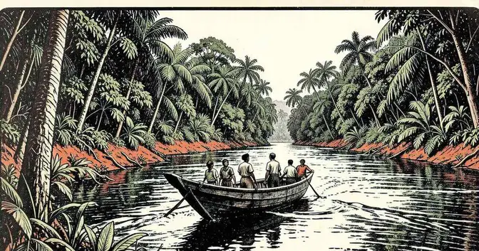 Ilustración editorial de portada sobre Pasó el agua: el barquero cambió de orilla