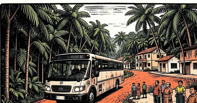 Ilustración editorial de portada sobre Gestionan que el colectivo suburbano llegue al centro de Fracrán y este martes presentaron el pedido en Posadas