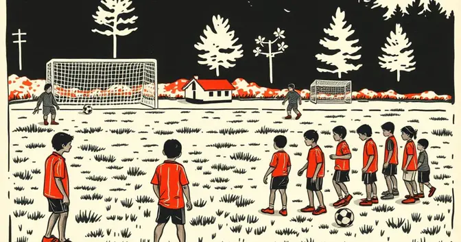Ilustración editorial de portada sobre San Alfonso: padres crearon una escuelita de fútbol