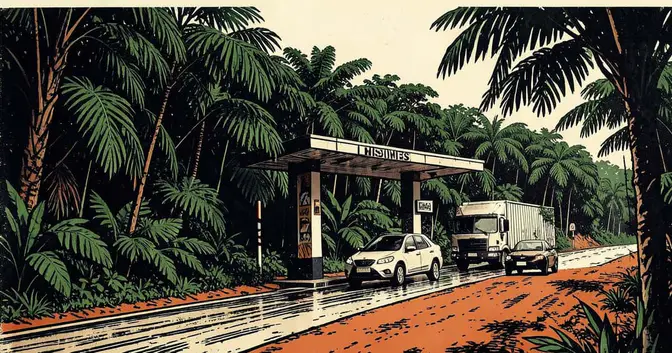 Ilustración editorial de portada sobre Concesionan la Ruta 12 en Misiones: el peaje casi se duplica