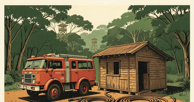 Ilustración editorial de portada sobre Bomberos voluntarios de Misiones: la mitad sin cobrar