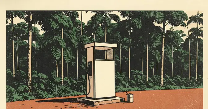 Ilustración editorial de portada sobre Misiones tiene la nafta más cara del país: paga 25% más