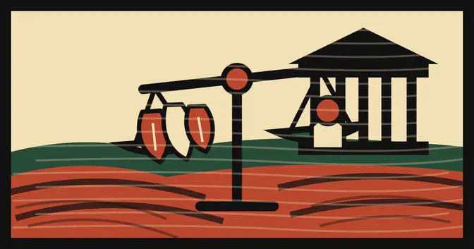 Ilustración editorial de portada sobre Misiones logró bajar el IVA a la mandioca en Diputados
