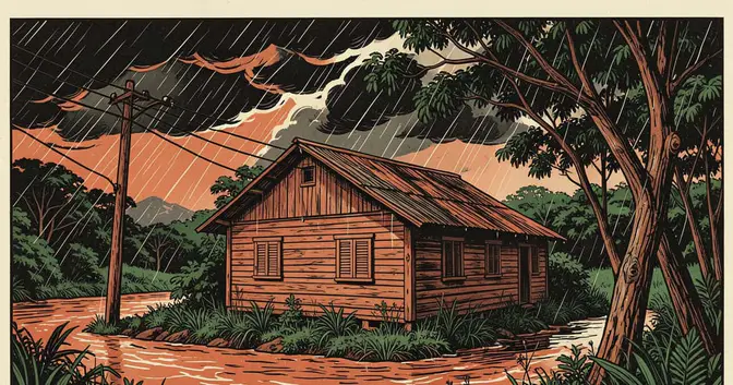 Ilustración editorial de portada sobre El Niño golpea a Guaraní: Fracrán sigue sin rastro de la CAR