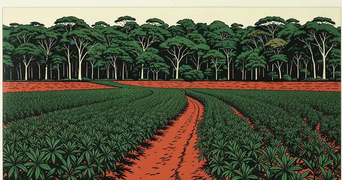 Ilustración editorial de portada sobre Guaraní y San Pedro casi duplicaron su área de yerba mate