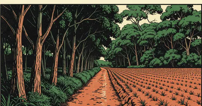 Ilustración editorial de portada sobre Guaraní y San Pedro perdieron 97 mil hectáreas de monte