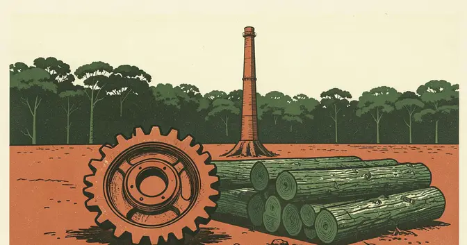 Ilustración editorial de portada sobre Industria misionera: 2024 achicó su ventaja frente al país