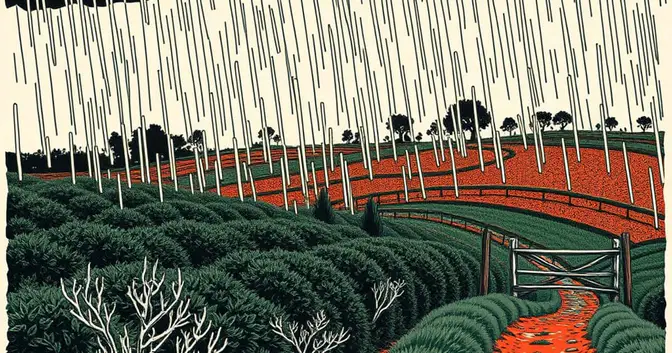 Ilustración editorial de portada sobre El Niño pone en riesgo la yerba misionera sin fertilizar