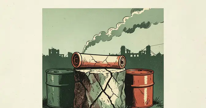 Ilustración editorial de portada sobre Resumen Mundo 11/10: acuerdos de papel, guerra de verdad
